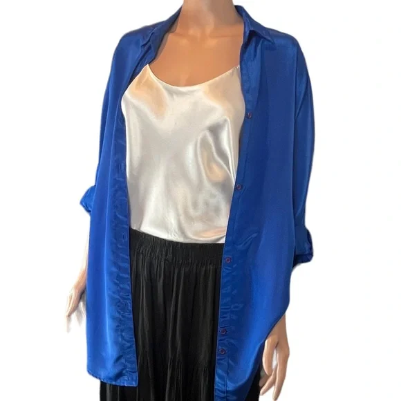 AnNa Clothing Tunic Long Sleeve Button Down, Blue |2X - Picture 10 of 16